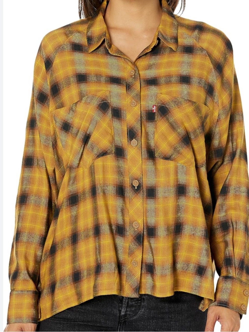 Levi's Brown & Yellow Plaid Flannel Shirt